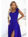 numoco Elegantna večernja maksi haljina s presijecanjem i ružama - modro-zelena