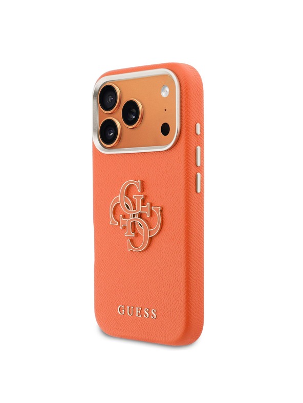 Guess Guess PU Grained 4G Resin Metal Logo Stražnja Futrola za iPhone 17 Pro Orange