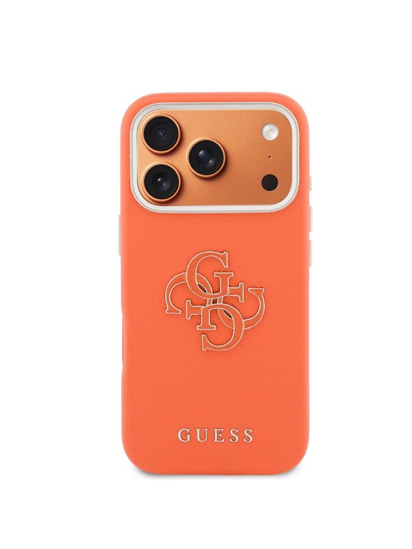 Guess Guess PU Grained 4G Resin Metal Logo Stražnja Futrola za iPhone 17 Pro Orange