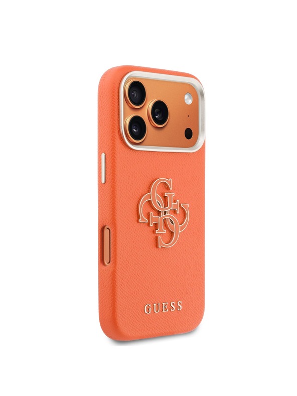 Guess Guess PU Grained 4G Resin Metal Logo Stražnja Futrola za iPhone 17 Pro Orange