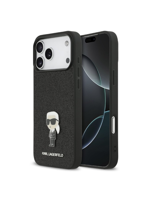 Karl Lagerfeld Karl Lagerfeld Fixed Glitter Metal Ikonik Stražnja Futrola za iPhone 17 Pro Max Black
