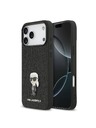 Karl Lagerfeld Karl Lagerfeld Fixed Glitter Metal Ikonik Stražnja Futrola za iPhone 17 Pro Max Black
