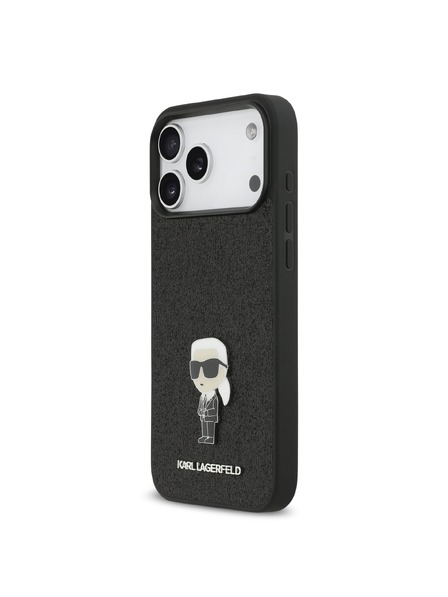 Karl Lagerfeld Karl Lagerfeld Fixed Glitter Metal Ikonik Stražnja Futrola za iPhone 17 Pro Max Black