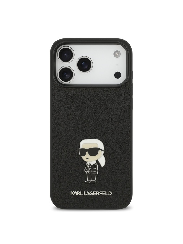 Karl Lagerfeld Karl Lagerfeld Fixed Glitter Metal Ikonik Stražnja Futrola za iPhone 17 Pro Max Black