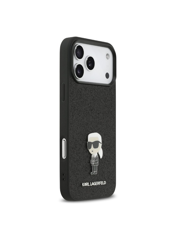 Karl Lagerfeld Karl Lagerfeld Fixed Glitter Metal Ikonik Stražnja Futrola za iPhone 17 Pro Max Black