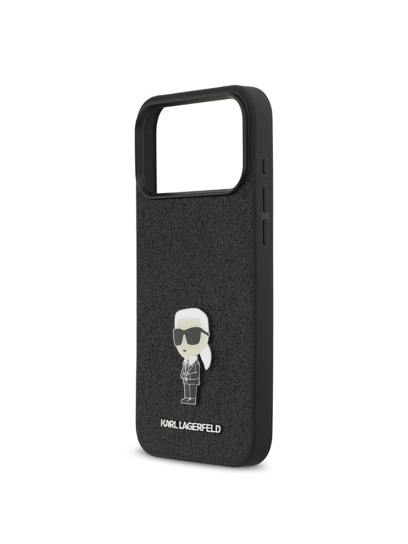 Karl Lagerfeld Karl Lagerfeld Fixed Glitter Metal Ikonik Stražnja Futrola za iPhone 17 Pro Max Black