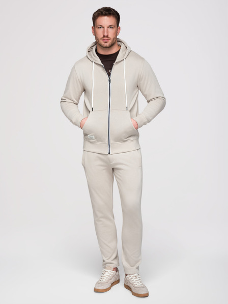 Ombre Clothing Muški donji dio odijela: duks s kapuljačom i zatvaračem + hlače s ravnim nogavicama – bež V1 Z23 Ombre Clothing
