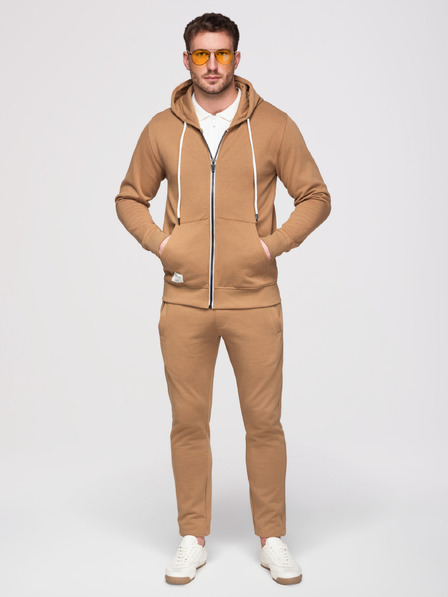Ombre Clothing Muški donji dio odijela: duks s kapuljačom i zatvaračem + hlače s ravnim nogavicama – smeđa V2 Z23 Ombre Clothing
