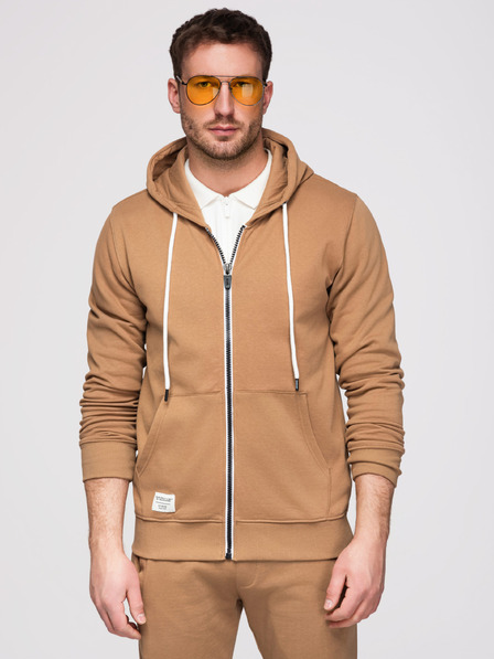 Ombre Clothing Muški donji dio odijela: duks s kapuljačom i zatvaračem + hlače s ravnim nogavicama – smeđa V2 Z23 Ombre Clothing