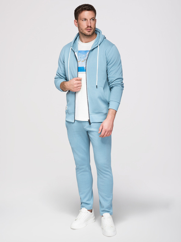 Ombre Clothing Muški donji dio odijela: duks s kapuljačom i zatvaračem + hlače s ravnim nogavicama – svijetlo plava V7 Z23 Ombre Clothing