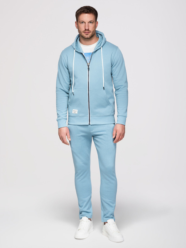 Ombre Clothing Muški donji dio odijela: duks s kapuljačom i zatvaračem + hlače s ravnim nogavicama – svijetlo plava V7 Z23 Ombre Clothing