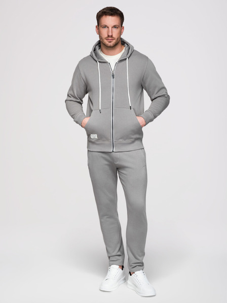 Ombre Clothing Muški donji dio odijela: duks s kapuljačom i zatvaračem + hlače s ravnim nogavicama – siva V8 Z23 Ombre Clothing