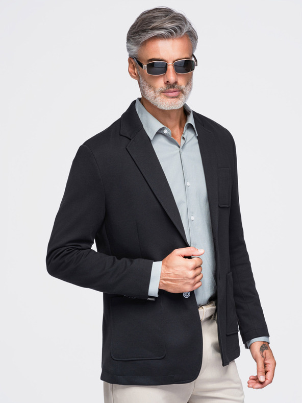 Ombre Clothing Muška sako SLIM od pletenine s finom strukturom – crna V2 M165 Ombre Clothing