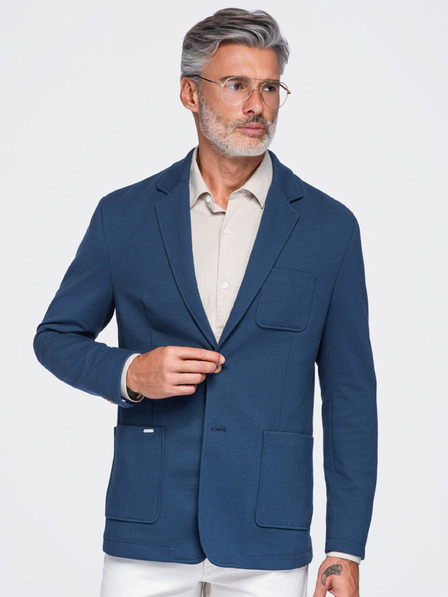 Ombre Clothing Muška slim sako SLIM od pletenine s finom strukturom – plava V6 M165 Ombre Clothing