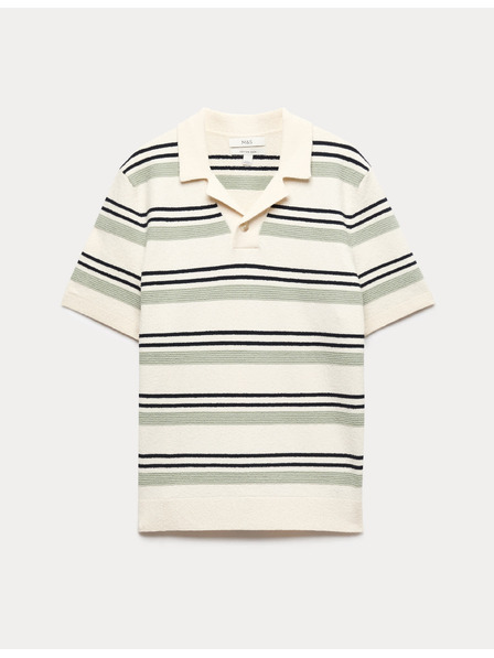Marks & Spencer Bukle polo košulja s istaknutim prugama s visokim udjelom pamuka Marks & Spencer kremasta