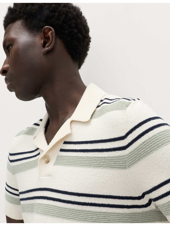 Marks & Spencer Bukle polo košulja s istaknutim prugama s visokim udjelom pamuka Marks & Spencer kremasta
