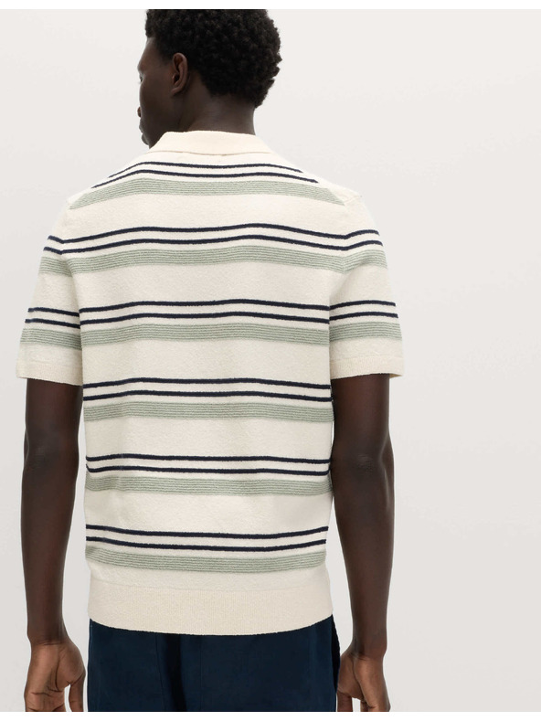 Marks & Spencer Bukle polo košulja s istaknutim prugama s visokim udjelom pamuka Marks & Spencer kremasta