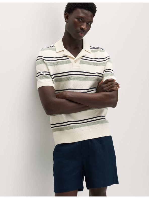 Marks & Spencer Bukle polo košulja s istaknutim prugama s visokim udjelom pamuka Marks & Spencer kremasta