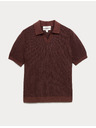 Marks & Spencer Pletena prugasta polo majica s buklé, s razapetim ovratnikom Marks & Spencer smeđa