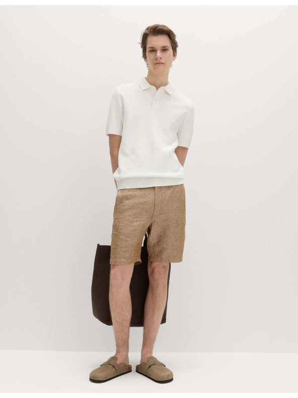 Marks & Spencer Chino šortke, od mješavine lana Marks & Spencer smeđa