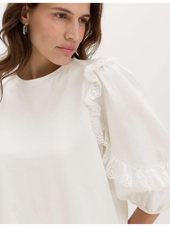 Marks & Spencer Majica s visokim udjelom pamuka i valonastim rukavima Marks & Spencer bijela