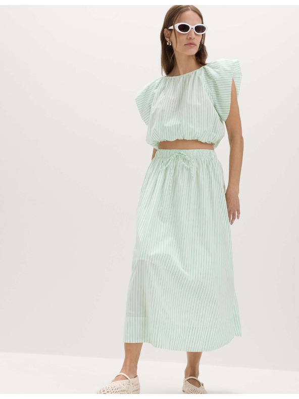 Marks & Spencer Prugasta midi kružna suknja od čiste pamuka Marks & Spencer zelena