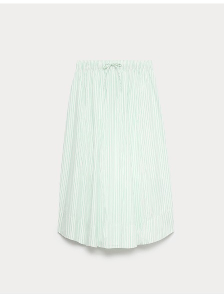 Marks & Spencer Prugasta midi kružna suknja od čiste pamuka Marks & Spencer zelena