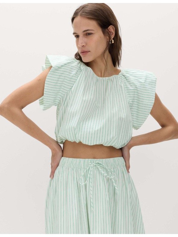 Marks & Spencer Prugasta midi kružna suknja od čiste pamuka Marks & Spencer zelena