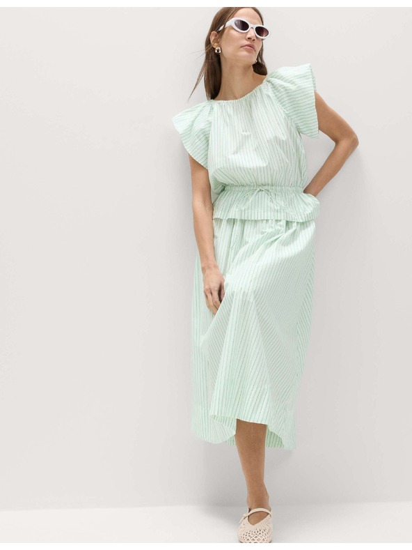 Marks & Spencer Prugasta midi kružna suknja od čiste pamuka Marks & Spencer zelena