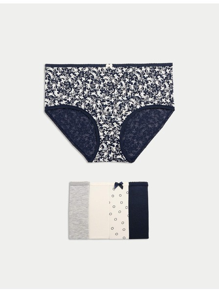 Marks & Spencer Kratke gaćice visokog struka s printom, od pamuka Lycra™, 5 kom. Marks & Spencer siva