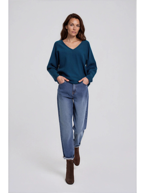 Moodo Mom fit traperice tamno plave Moodo