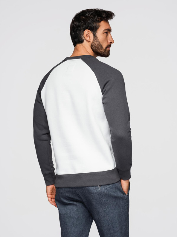 Ombre Clothing Muška kontrastna mikina s raglan rukavima - kremasta i grafit V1 OM-SSNZ-0239 Ombre Clothing