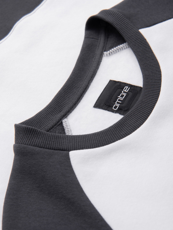 Ombre Clothing Muška kontrastna mikina s raglan rukavima - kremasta i grafit V1 OM-SSNZ-0239 Ombre Clothing