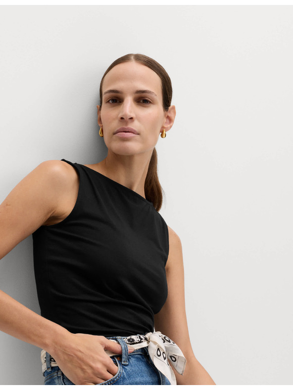 Marks & Spencer Majica bez rukava uskog kroja s brodarskim izrezom s visokim sadržajem pamuka Marks & Spencer crna