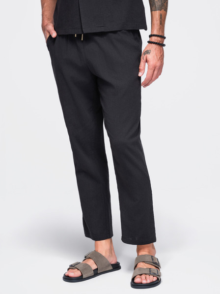 Ombre Clothing Lagane muške strukturirane pamučne hlače – crna V2 OM-PACP-0312 Ombre Clothing