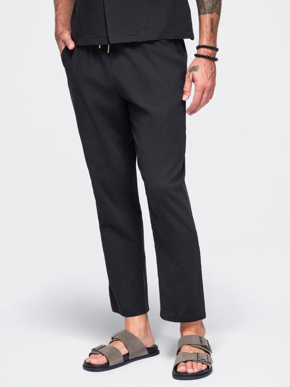 Ombre Clothing Lagane muške strukturirane pamučne hlače – crna V2 OM-PACP-0312 Ombre Clothing