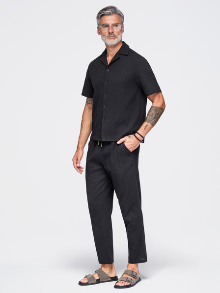 Ombre Clothing Lagane muške strukturirane pamučne hlače – crna V2 OM-PACP-0312 Ombre Clothing