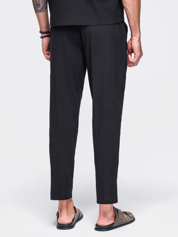 Ombre Clothing Lagane muške strukturirane pamučne hlače – crna V2 OM-PACP-0312 Ombre Clothing