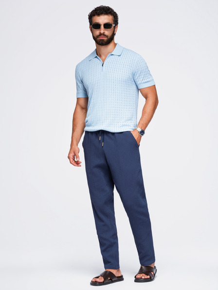Ombre Clothing Muške pamučne strukturirane hlače REGULAR FIT – tamno plave V1 OM-PACP-0310 Ombre Clothing