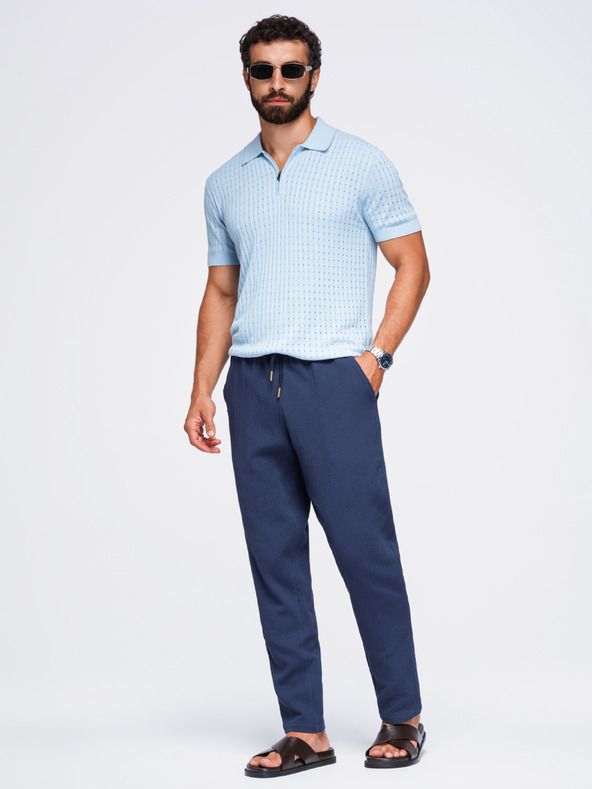 Ombre Clothing Muške pamučne strukturirane hlače REGULAR FIT – tamno plave V1 OM-PACP-0310 Ombre Clothing
