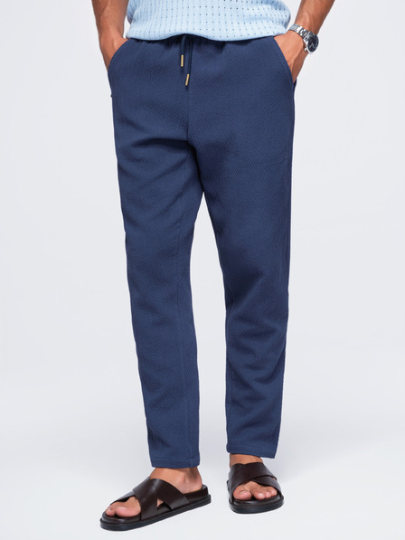 Ombre Clothing Muške pamučne strukturirane hlače REGULAR FIT – tamno plave V1 OM-PACP-0310 Ombre Clothing