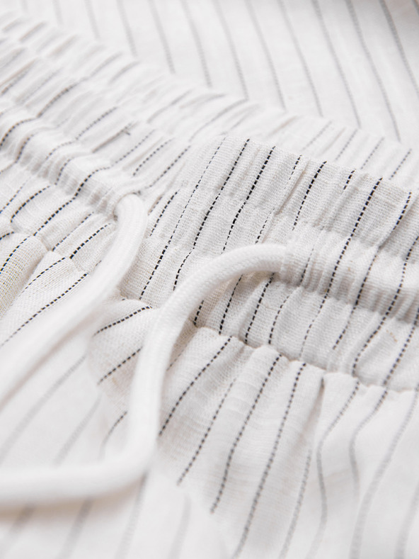 Ombre Clothing Muške hlače od viskoznе i lana sa prugama – slomljena bela V1 OM-PACP-0311 Ombre Clothing
