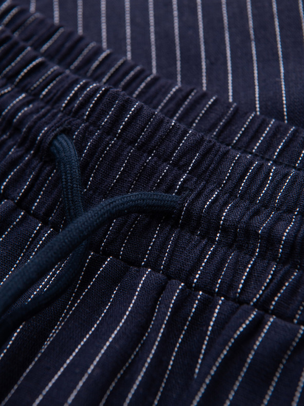 Ombre Clothing Muške hlače od viskoznе i lana sa prugama – tamno plave V2 OM-PACP-0311 Ombre Clothing