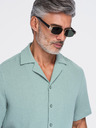 Ombre Clothing Muska muslinasta košulja sa kubanskim ovratnikom – pastelno zelena V3 OM-SHSS-0223 Ombre Clothing