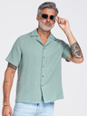Ombre Clothing Muska muslinasta košulja sa kubanskim ovratnikom – pastelno zelena V3 OM-SHSS-0223 Ombre Clothing