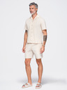 Ombre Clothing Muska pamucna košulja sa kubanskim ovratnikom – krem V3 OM-SHSS-0221 Ombre Clothing