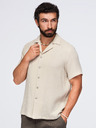 Ombre Clothing Muska muslinasta košulja sa kubanskim ovratnikom – bez V1 OM-SHSS-0223 Ombre Clothing