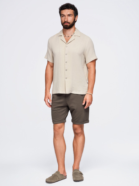 Ombre Clothing Muska muslinasta košulja sa kubanskim ovratnikom – bez V1 OM-SHSS-0223 Ombre Clothing