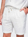 Ombre Clothing Muske viskozno-lanene kratke hlače REGULAR FIT sa prugama – slonovaca kost V1 OM-SRCS-0208 Ombre Clothing