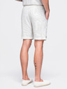 Ombre Clothing Muske viskozno-lanene kratke hlače REGULAR FIT sa prugama – slonovaca kost V1 OM-SRCS-0208 Ombre Clothing